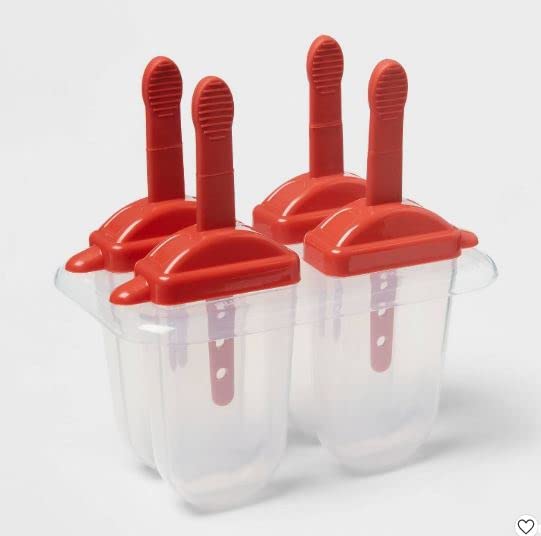8 Pack Room Essentials Frozen Treat Mold Red, Homemade Popsicle, Ice Cream, Frozen Yogurt, Pudding Mold Shapes, BPA Free