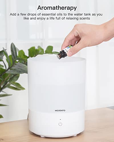 Cool Mist Humidifier for Bedroom, MORENTO Top Fill Humidifier Essential Oil Diffuser with 2.5L Water Tank for Home and Office, Baby and Plants with Night Light, Sleep Mode, Auto Shut Off, White