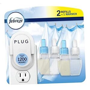 febreze odor-fighting fade defy plug air freshener, linen & sky, starter kit & (2) .87 fl. oz. oil refills