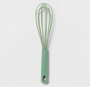 room essentials stainless steel wire whisk heat resistant kitchen whisks for non-stick cookware, balloon egg beater perfect for blending, whisking, beating, frothing & stirring – green