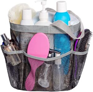 attmu mesh shower caddy portable for college dorm room essentials with 8 pockets, hanging shower caddy basket tote bag toiletry accessories for bathroom