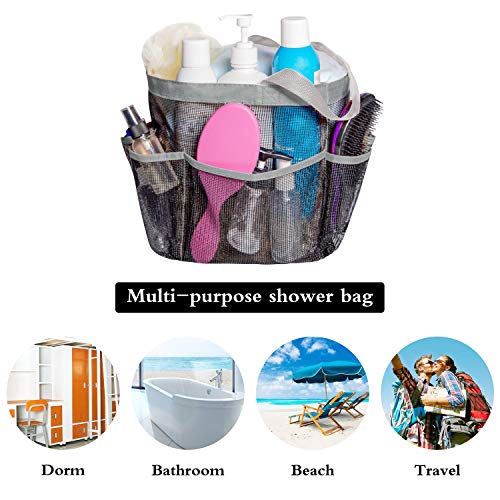 Attmu Mesh Shower Caddy Portable for College Dorm Room Essentials with 8 Pockets, Hanging Shower Caddy Basket Tote Bag Toiletry Accessories for Bathroom