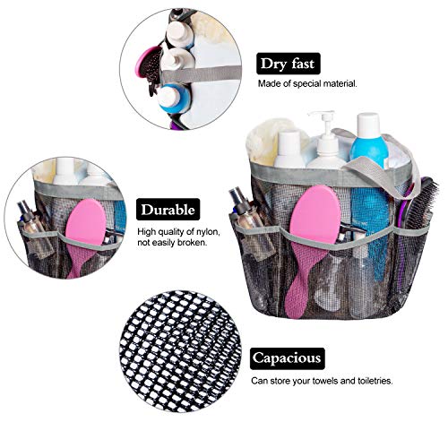 Attmu Mesh Shower Caddy Portable for College Dorm Room Essentials with 8 Pockets, Hanging Shower Caddy Basket Tote Bag Toiletry Accessories for Bathroom