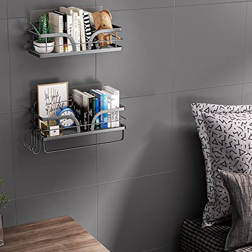 Shower Caddy Shelf Storage Rack, 3-Pack Adhesive Shower Organizer with Hooks for Hanging Razor, Towel Bar and Soap Dish, 304 Stainless Steel No Drilling Rustproof Shower Shelves Basket for Bathroom