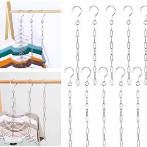 10 Pack Closet Organizer Clothes Hangers Space Saving for Dorm Room Closet Organizers and Storage, Metal Hanger Organizers Bulk Magic Hanger Chains for College Essentials Girls Bedroom Organization