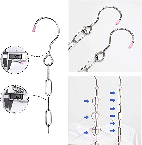 10 Pack Closet Organizer Clothes Hangers Space Saving for Dorm Room Closet Organizers and Storage, Metal Hanger Organizers Bulk Magic Hanger Chains for College Essentials Girls Bedroom Organization