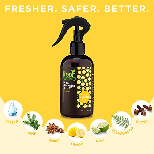 Fresh Wave Lemon Odor Eliminator Spray & Air Freshener, 8 oz. | Odor Absorbers for Home | Safer Odor Relief | Natural Plant-Based Odor Eliminator | For Furniture, Fabrics & Trash