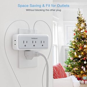 Multi Plug Outlet Splitter, TESSAN 5 AC Surge Protector Outlet Extender with 3 USB Wall Charger, Multiple Plug Expander for Home Office Dorm Room Essentials