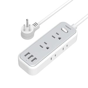 small power strip with 3 usb ports, tessan flat plug extension cord 6 feet, mini 6 outlets portable nightstand desktop charging station for travel dorm room cruise ship essentials