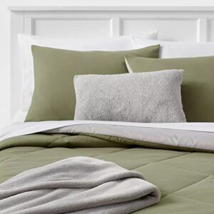 room essentials reversible microfiber comforter set olive & gray full/queen