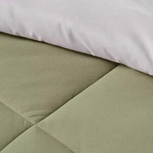 Room Essentials Reversible Microfiber Comforter Set Olive & Gray Full/Queen