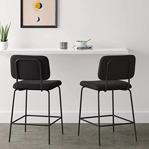 Room Essentials 2pk Square Back Upholstered Counter Height Barstools (Black)