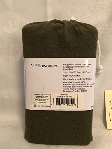Room Essentials Jersey 2"Standard Pillowcases Solid Olive Military Green 100% Cotton
