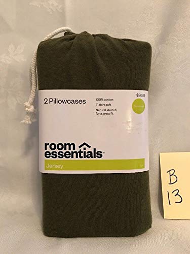 Room Essentials Jersey 2"Standard Pillowcases Solid Olive Military Green 100% Cotton