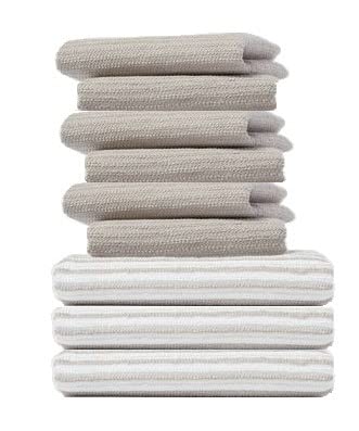 ROOM ESSENTIALS™ - 9pk Dish Cloths (3 Striped, 6 Solid) - Jet Gray