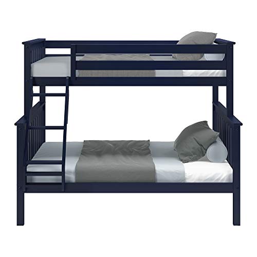 Max & Lily Bunk Bed, Twin-Over-Full Wood Bed Frame For Kids, Blue