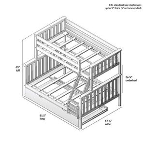 Max & Lily Bunk Bed, Twin-Over-Full Wood Bed Frame For Kids With Trundle, Espresso