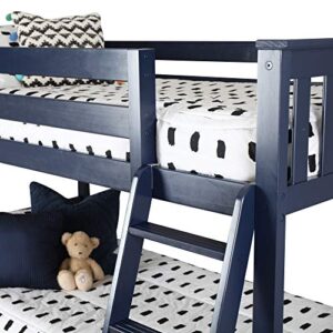 Max & Lily Low Bunk Bed, Twin-Over-Twin Wood Bed Frame For Kids, Blue