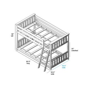 Max & Lily Low Bunk Bed, Twin-Over-Twin Wood Bed Frame For Kids, Blue