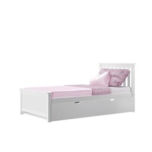 Max & Lily Twin Bed, Wood Bed Frame with Headboard For Kids with Trundle, Slatted, White