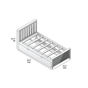 Max & Lily Twin Bed, Wood Bed Frame with Headboard For Kids with Trundle, Slatted, White