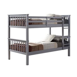 walker edison resende mission style solid wood twin over twin bunk bed, twin over twin, grey