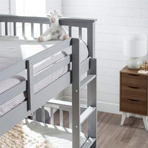 Walker Edison Resende Mission Style Solid Wood Twin over Twin Bunk Bed, Twin over Twin, Grey