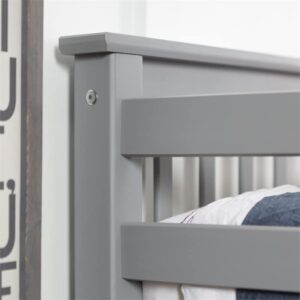 Walker Edison Resende Mission Style Solid Wood Twin over Twin Bunk Bed, Twin over Twin, Grey