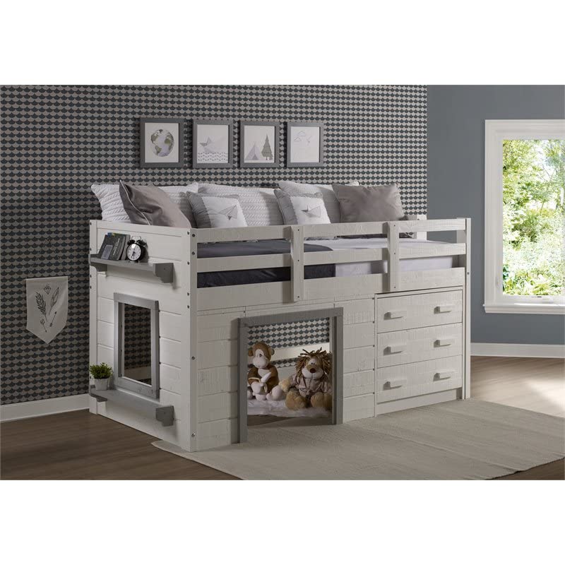 DONCO Twin Sweet Dreams LOW LOFT, White/Grey