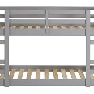 Walker Edison Alexander Classic Solid Wood Stackable Jr Twin over Twin Bunk Bed, Twin over Twin, Grey