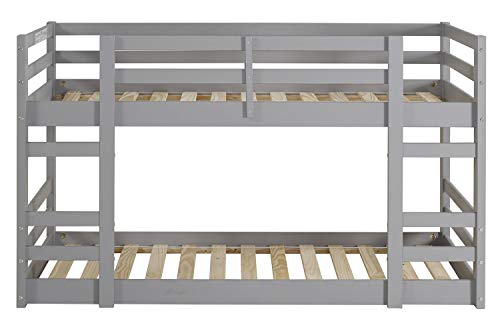 Walker Edison Alexander Classic Solid Wood Stackable Jr Twin over Twin Bunk Bed, Twin over Twin, Grey