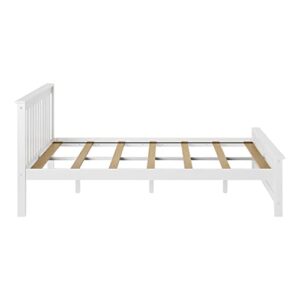 Plank+Beam Solid Wood Queen Bed Frame, Platform Bed with Headboard, White