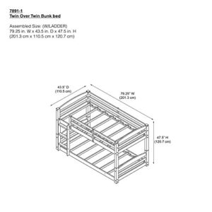 Dorel Living Sierra Twin over Twin Bunk Bed | White | DL7891W model