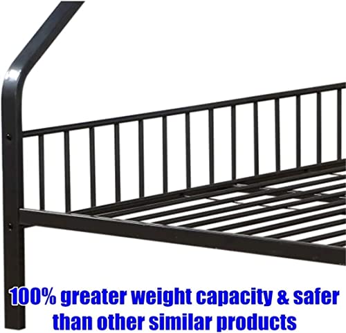 ZEKOLO Upgraded Version & Stronger Steel Bunk Bed Twin XL Over Queen with Safer Guardrails and Ladder, Thickend More Stable Metal Twin XL Over Queen Bunkbeds, Gunmetal (Easier to Assemble)