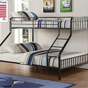 ZEKOLO Upgraded Version & Stronger Steel Bunk Bed Twin XL Over Queen with Safer Guardrails and Ladder, Thickend More Stable Metal Twin XL Over Queen Bunkbeds, Gunmetal (Easier to Assemble)