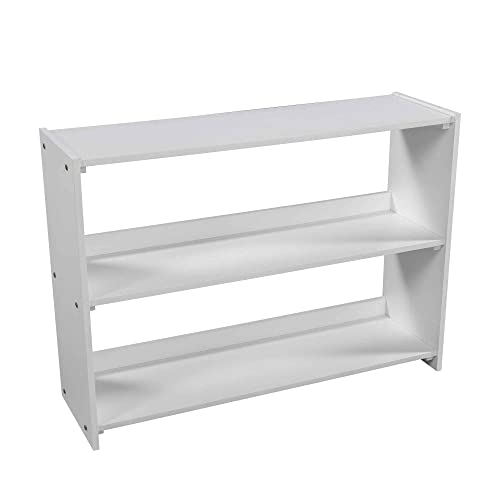 ATY Wooden Twin Size Low Loft Bed, Bedroom Bunkbed Frame with Attached Bookcases & Separate 3-Tier Drawers, Convertible Ladder and Slide, Home Furniture for Saving Space, White