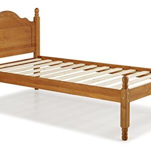 Palace Imports 100% Solid Wood Reston Panel Headboard Platform Bed, Twin Size, Honey Pine