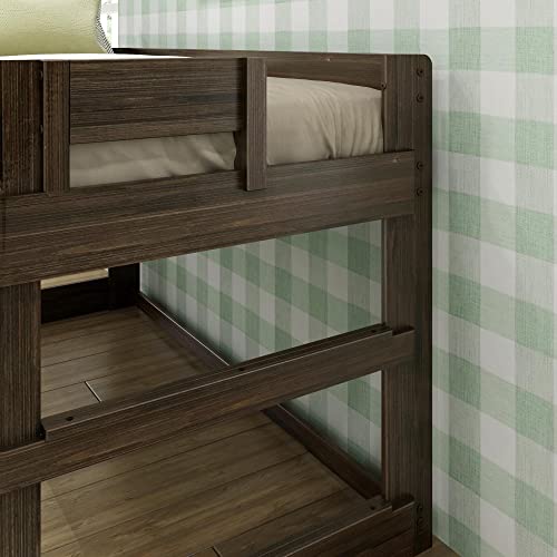 Max & Lily Modern Farmhouse Low Loft Bed, Twin Bed Frame For Kids, Barnwood Brown