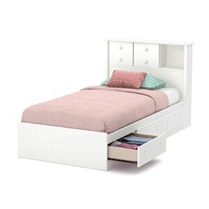 South Shore 39'' Little Smileys Mates Bed with 3 Drawers, Twin, Pure White