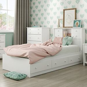 South Shore 39'' Little Smileys Mates Bed with 3 Drawers, Twin, Pure White