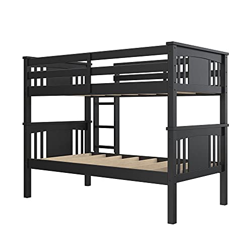 DHP Dorel Living Dylan Twin Wood Bed for Kids, Black Bunk