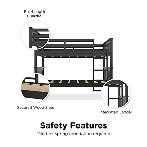 DHP Dorel Living Dylan Twin Wood Bed for Kids, Black Bunk