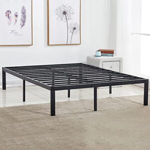 vecelo 14″ queen metal platform bed frame,heavy duty steel slat/easy assembly mattress foundation/no box spring needed