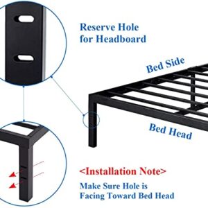 VECELO 14" Queen Metal Platform Bed Frame,Heavy Duty Steel Slat/Easy Assembly Mattress Foundation/No Box Spring Needed