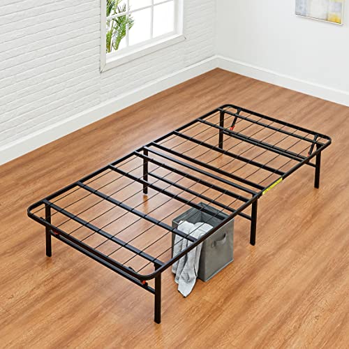 Amazon Basics Foldable Metal Platform Bed Frame with Tool Free Setup, 14 Inches High, Twin XL, Black