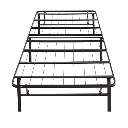 Amazon Basics Foldable Metal Platform Bed Frame with Tool Free Setup, 14 Inches High, Twin XL, Black