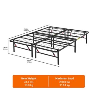 Amazon Basics Foldable Metal Platform Bed Frame with Tool Free Setup, 14 Inches High, Full, Black