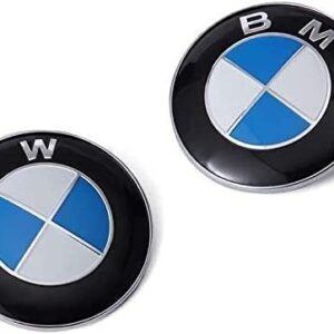 Tuborun 2Pcs Replacement for BMW Hood and Trunk Emblems 82mm + 74mm Badge for X3 X5 X6 3 4 5 6 7 8 Series 325i 328i E46 E30 E36 E34 E38 E39 E60 E65 E90 All Models