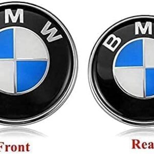 Tuborun 2Pcs Replacement for BMW Hood and Trunk Emblems 82mm + 74mm Badge for X3 X5 X6 3 4 5 6 7 8 Series 325i 328i E46 E30 E36 E34 E38 E39 E60 E65 E90 All Models