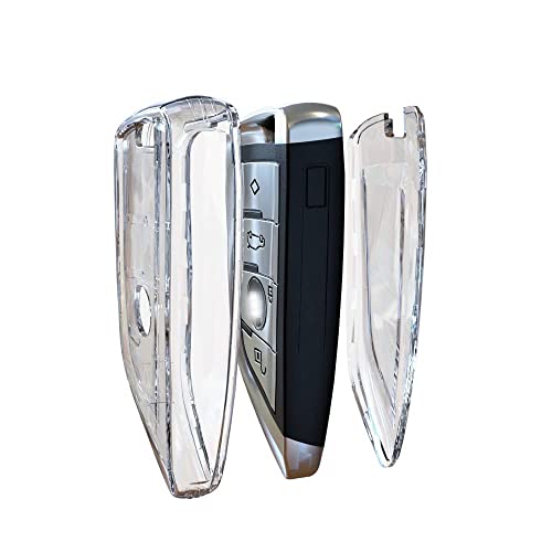 IUIU for BMW Key Fob Cover Clear, Premium Soft Full Protection Fob Case Shell for BMW 1 2 3 5 6 Series, X1 X2 X3 X5 X6 X7